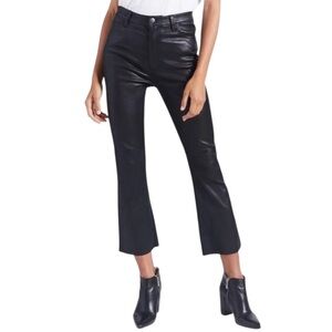 Current/Elliott High Waist Kick Flare Black Leather Pant - Size 25